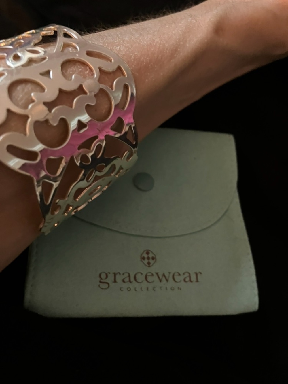 New Gracewear Silver Filigree Gorgeous Wide Cuff Bracelet
